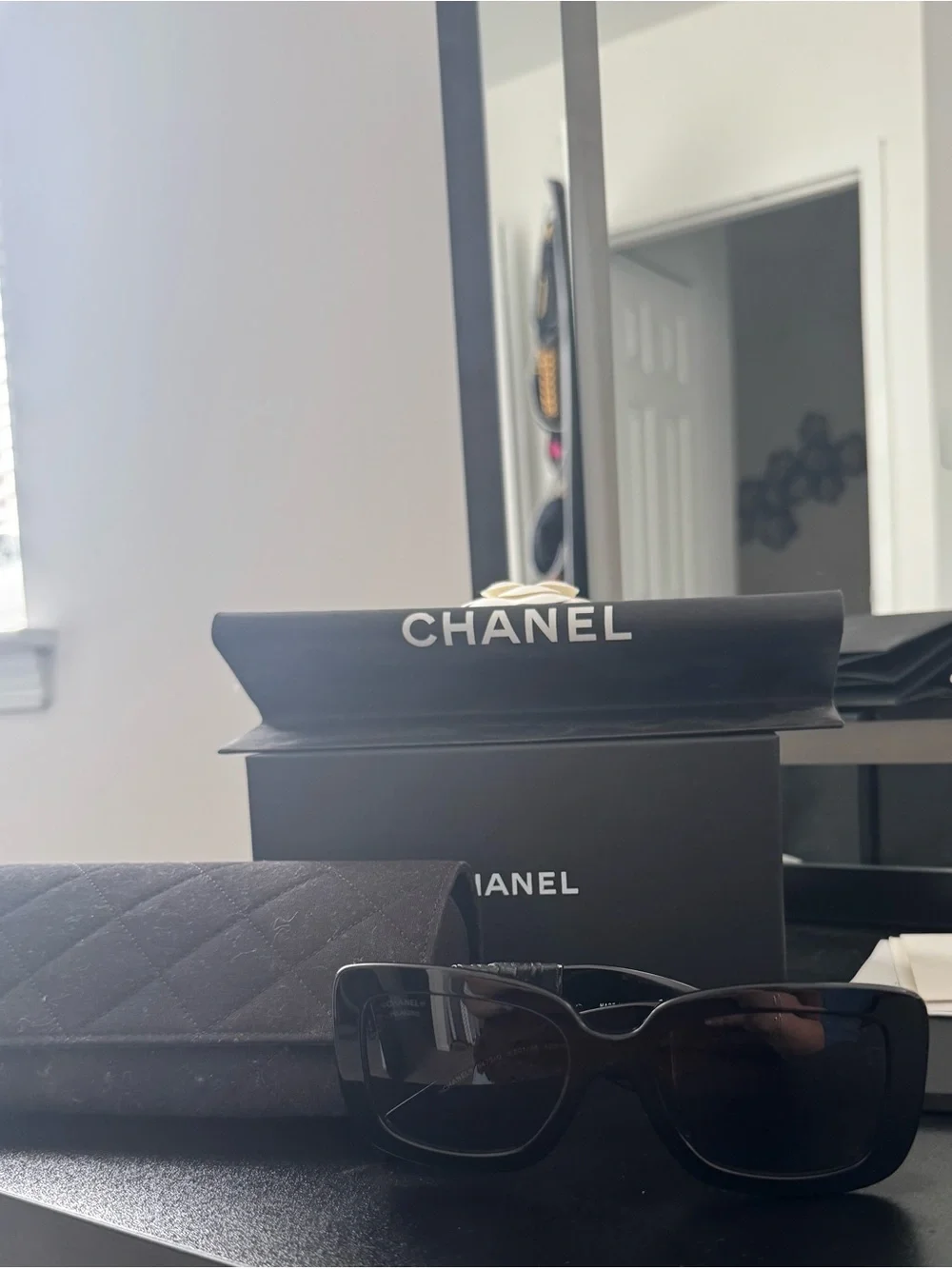 CHANEL Black Oversized Square Sunglasses